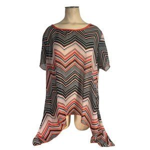 Lucy Diamonds women's short sleeve black/multicolor top size XXL
